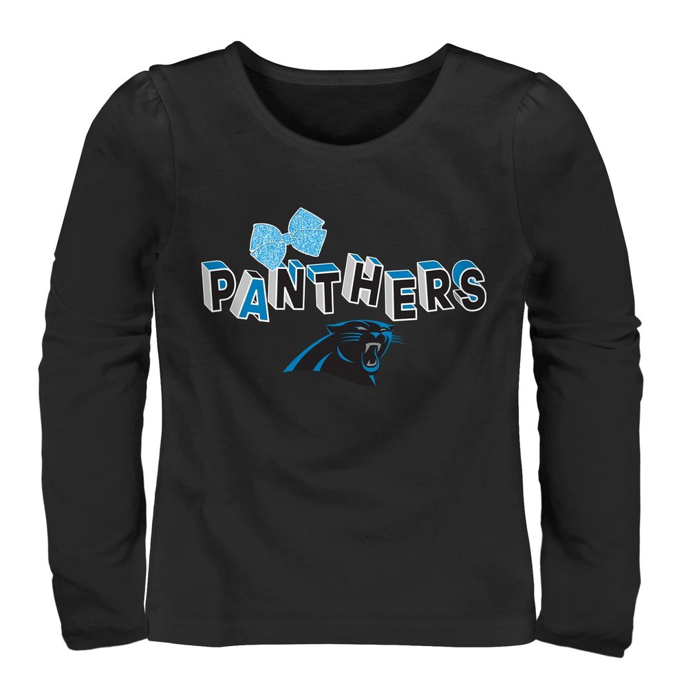 Outerstuff NFL Carolina Panthers Girls Toddler Long Sleeve Bow Graphic T-Shirt, 4T