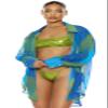 Forplay Women's Yucatan Chiffon Button Up Pool Shirt - Teal Wave, XL view 1