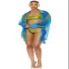 Forplay Women's Yucatan Chiffon Button Up Pool Shirt - Teal Wave, XL view 3