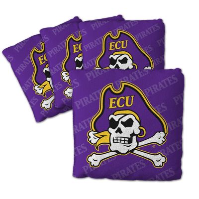 YouTheFan Officially-Licensed NCAA East Carolina Pirates Set of 4 Cornhole Bags - All Weather Regulation 6 x 6 Size - 16oz Weight - Designed in USA