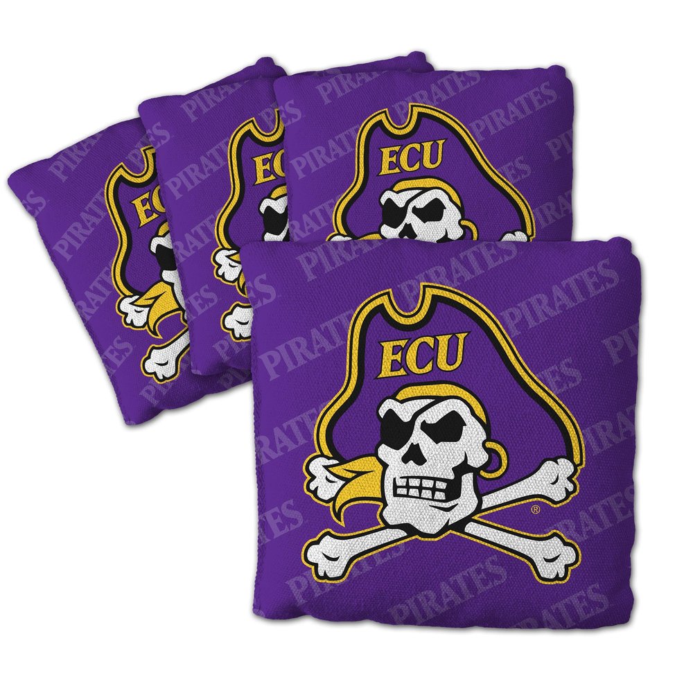 YouTheFan Officially-Licensed NCAA East Carolina Pirates Set of 4 Cornhole Bags - All Weather Regulation 6 x 6 Size - 16oz Weight - Designed in USA