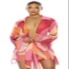 Forplay Women's Standard Nayarit Chiffon Tie Front Pool Tunic, Fuchsia Multi Marble, Large view 1