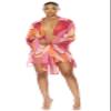 Forplay Women's Standard Nayarit Chiffon Tie Front Pool Tunic, Fuchsia Multi Marble, Large view 3