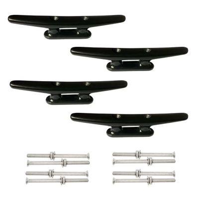ISURE MARINE 4 Pack Boat Cleats Black Nylon Dock Cleat Kayak Cleat,4/6/8 inch with Fasteners
