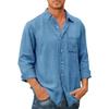 Men Long Sleeve Lapel Denim Shirts Lightweight Work Cowboy Shirt Button Slim Fit Casual Jean Jacket (Blue,Medium) view 1