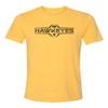 CornBorn Iowa Hawkeyes Tee Shirt - Premium Tri-Blend Striped Hawkeyes Football Laces - Gold - Extra Small view 1