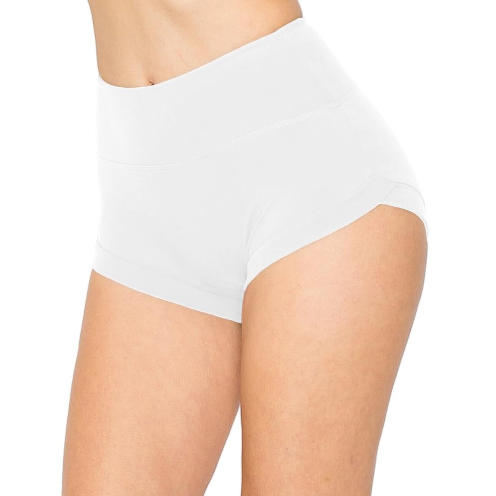 ALWAYS Women's Super Soft Casual Yoga Workout Shorts with Hem White M