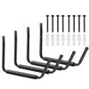 LUGO Heavy Duty Steel Storage Hooks, Wall Mounted Rack for Hanging 50 LB Canoe, Kayak, Surfboard, Snowboard, Ladders, Bikes, Garage Home Utility Hanging Storage (Black, 4)