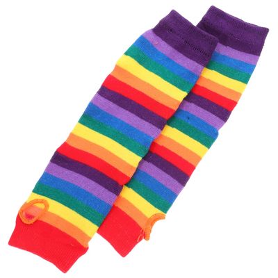 Rainbow Striped Fingerless Gloves and Arm Warmers for Women Girls Soft Colorful Long Tube Warmers Sleeve Stretchy Cozy Fingerless Gloves for Casual and Cosplay