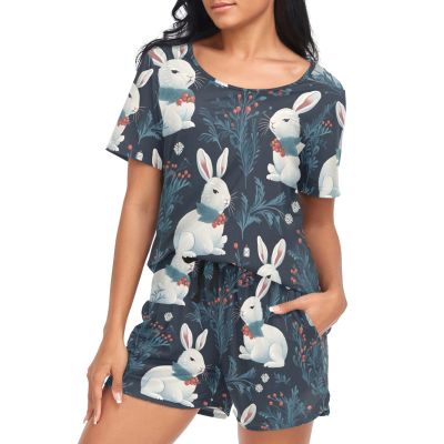 UMIRIKO Easter Bunny Rabbit Eggs Womens Pajama Sets, Soft Pj set, Ladies Pajamas Sets O Neck, Size XXL 21343235