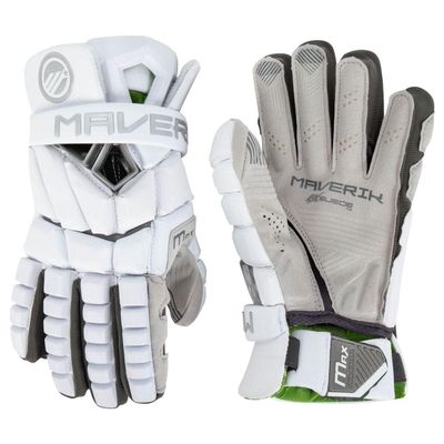 Maverik Max Lacrosse Gloves, (2025) (White, Medium 12")