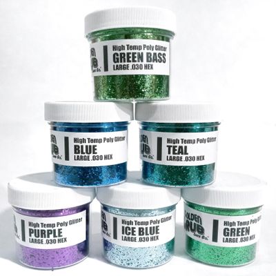 NineFit Basics 6 Pack of Large .030 Glitter Mixes for Soft Plastic Lure Making - Heat/Solvent Resistant - Cool Colors