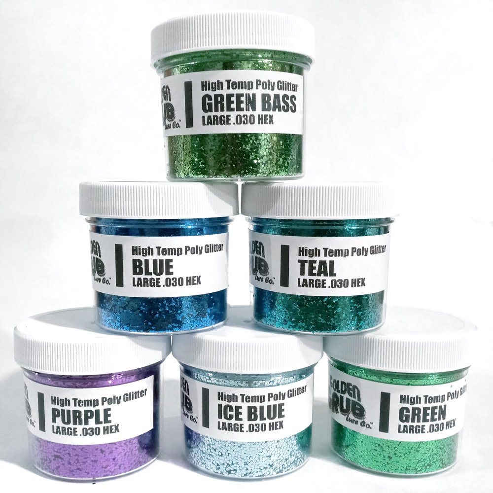 NineFit Basics 6 Pack of Large .030 Glitter Mixes for Soft Plastic Lure Making - Heat/Solvent Resistant - Cool Colors