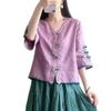TaoZiPeach Traditional Chinese Clothing Women Cotton Linen Blouse Suit Shirt China Ethnic Style Cheongsam Tops s3 Purple XL view 1