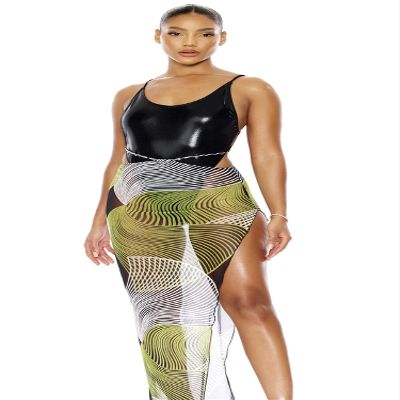 Forplay Women's Puerto Escondido Mesh Pool Skirt - Black Wave, M