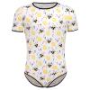 FYMNSI Mens One Piece Short Sleeve Romper Button Crotch Shirt Pajamas Bodysuit Jumpsuit Cute Bee Print Diaper Teddy Rompers Leotard Tops Undershirt Sleepwear Nightwear Age Regression Clothes Bee XL view 1