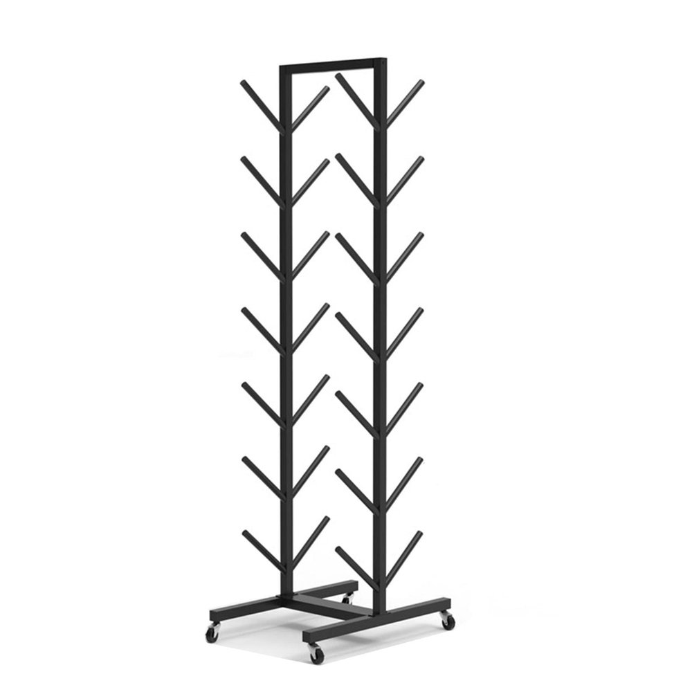 SOYDAN Large Rolling Yoga Mat Rack, Metal Foam Roller Storage Holder with Wheels, Home Gym Sports Equipment Organizer, Easy to Install/Black/7 Tier