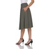 white mark Women's High Waist Stretchy A-Line Flared Skater Skirt Olive view 2