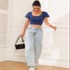 Yeawinta Crop Tops for Women Workout Tshirt Cotton Short Sleeve T Shirts Cropped Basic Tees Cute Fitted Gym Yoga Clothes 3 Pack Black/Burgundy/Navy S view 4
