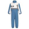 IBTOM CASTLE Baby Race Car Driver : Toddler Boy Girl 1st Birthday Party Outfit Speed Racing Suit Long Sleeve Romper Checkered Jumpsuit for Photo Shoot Blue-1 9-12 Months view 1