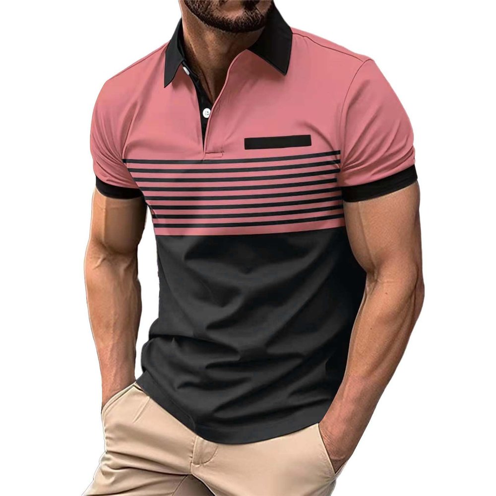 Basics Shirts T Shirts in Bulk Long Sleeve Polo Shirts for Men 5 Pack T Shirts Long Sleeve Polo Shirts for Men Cotton Gift for Dad Short Sleeve Pullover Promotion Gifts for Men F-Pink