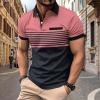 Basics Shirts T Shirts in Bulk Long Sleeve Polo Shirts for Men 5 Pack T Shirts Long Sleeve Polo Shirts for Men Cotton Gift for Dad Short Sleeve Pullover Promotion Gifts for Men F-Pink view 4