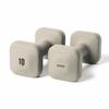 WeGym SafeGrip Square Dumbbells with Anti Slip Handles, Aesthetic Free Weights for Home Workouts, Stable Design Prevents Rolling during Floor Exercises (10LB, Pair Sandstone) view 1