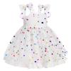 1st Birthday Dress for Baby Girl Sleeveless Colorful Dots Tulle Tutu Dress Smocked Backless Princess Party Dress First Birthday Cake Smash Photoshoot Outfit White-Colorful dots 3-4 T view 2