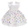 1st Birthday Dress for Baby Girl Sleeveless Colorful Dots Tulle Tutu Dress Smocked Backless Princess Party Dress First Birthday Cake Smash Photoshoot Outfit White-Colorful dots 3-4 T view 3