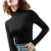 Fleece Crossover Turtleneck, Women's High Stretch Mock Turtle Neck Long Sleeve Bottoming Pullover Tops (Black,3XL) view 1