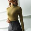 Fleece Crossover Turtleneck, Women's High Stretch Mock Turtle Neck Long Sleeve Bottoming Pullover Tops (Black,3XL) view 3