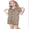 Umeyda Women Silk Pajamas Set, 2 Piece Satin PJ Sets Short Sleeve Button-Down Nightwear Sleepwear, Brown Leopard, X-Small view 2