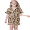 Umeyda Women Silk Pajamas Set, 2 Piece Satin PJ Sets Short Sleeve Button-Down Nightwear Sleepwear, Brown Leopard, X-Small view 3