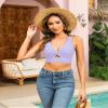 LookbookStore Tankini Tops for Women Swimwear Bikini Tops Light Purple Crop Top Womens Bathing Suits Tankinis Swim Tankini Top for Women Swim Size X-Large Size 16 18 view 4