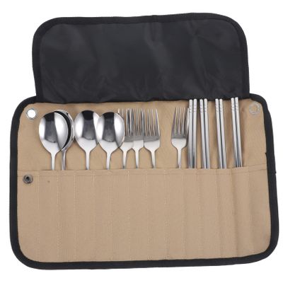 Yardwe Camping Cutlery Set Portable Nylon Utensils Organizer for Outdoor Dining Multi-functional Travel Tableware Kit with Smooth Edges for Safe Use for Picnics and Camping