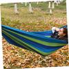 Yardwe Outdoor Canvas Hammock Lightweight Portable Travel Swing for Camping Backpacking and Relaxation Striped Design Blue view 2