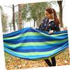 Yardwe Outdoor Canvas Hammock Lightweight Portable Travel Swing for Camping Backpacking and Relaxation Striped Design Blue view 4