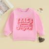 Baby Toddler Girl Boy Valentines Day Outfit Heart Letter Print Crewneck Sweatshirt Pullover Tops Cute Spring Clothes (Fries Before Guys Pink, 3-4 Years) view 3