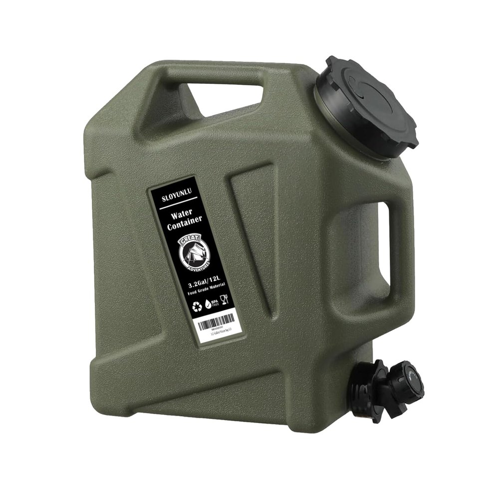3.2 Gallon Water Jug with Spigot, BPA Free Leak-Proof Camping Water Container, Portable Emergency Water Storage for Outdoor Hiking, Camping, Home Use, Camping Essentials