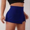 DIERAN Summer Womens Casual Shorts Solid Slit Front Skort Zipper High Waist view 3