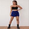 DIERAN Summer Womens Casual Shorts Solid Slit Front Skort Zipper High Waist view 4