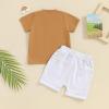 Toddler Baby Boy Easter Outfits Bunny Letter Print Short Sleeve T-Shirt Tops Shorts Infant Summer Clothes Sets (Brown-Good Egg, 18-24 Months) view 3