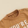 Toddler Baby Boy Easter Outfits Bunny Letter Print Short Sleeve T-Shirt Tops Shorts Infant Summer Clothes Sets (Brown-Good Egg, 18-24 Months) view 4
