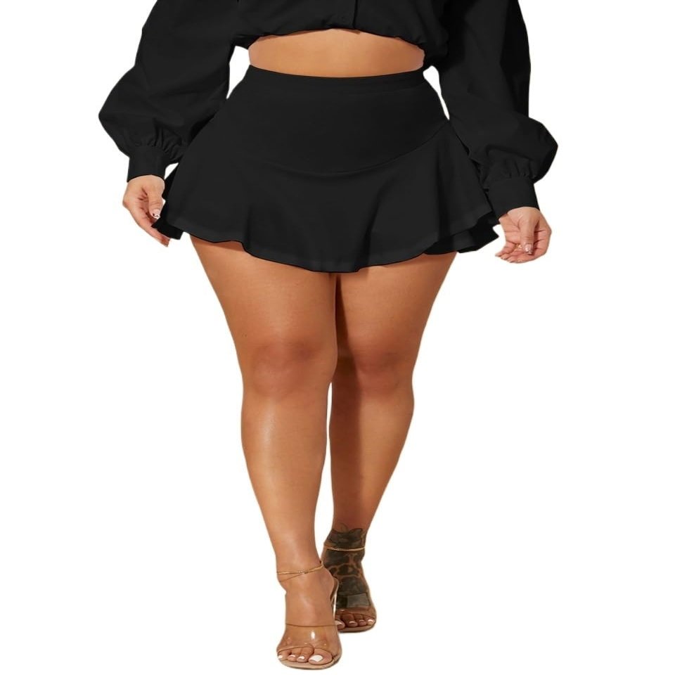 DIERAN Summer Womens Casual Shorts High Waist Ruffle Hem Skort