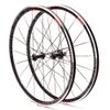 LSRRYD Road Bike Front Rear Wheels 700C V/C Brake Wheelset Carbon Fiber Hubs Aluminium Alloy Rims with Flat Spokes QR 8 9 10 11 Speed Cassette Flywheel (Color : Black Hub, Size : 700C) view 1