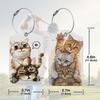 2 Pack Luggage Tags for suitcases Cute Funny cat Luggage Tag, Leather Stainless Steel Loop Label Tag for Men Women Travel Bag Suitcase2 cat view 2