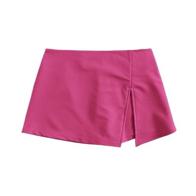 DIERAN Summer Womens Casual Shorts Elastic Waist Slit Front Skort