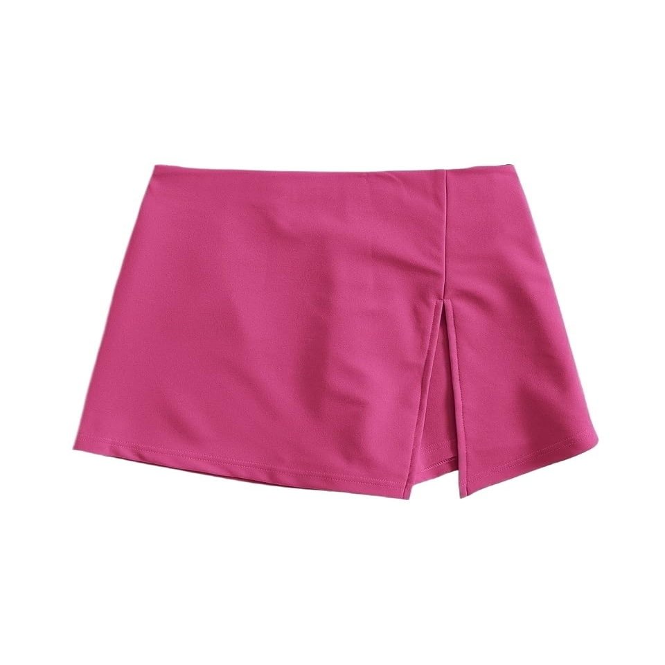 DIERAN Summer Womens Casual Shorts Elastic Waist Slit Front Skort