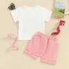 Baby Birthday Girl Outfit Birthday Girl Print Short Sleeve T-Shirt Elastic Shorts Summer Princess 2 Piece Clothes (White Pink, 12-18 Months) view 4