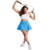 CHRLEISURE Women Tennis Golf Skirt with Pockets - High Waisted Crossover Golf Pleated Athletic Workout Dress Running Skort (AMZ072,Blue,S) view 2